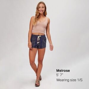 Sundry Dolphin Style Navy Multi Striped Cotton Drawstring Shorts Sz Small M43